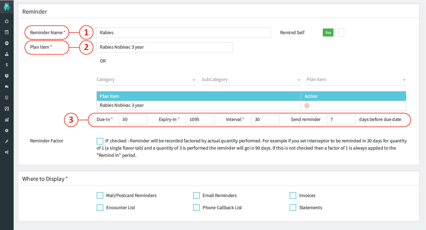 setting up reminders in VETport